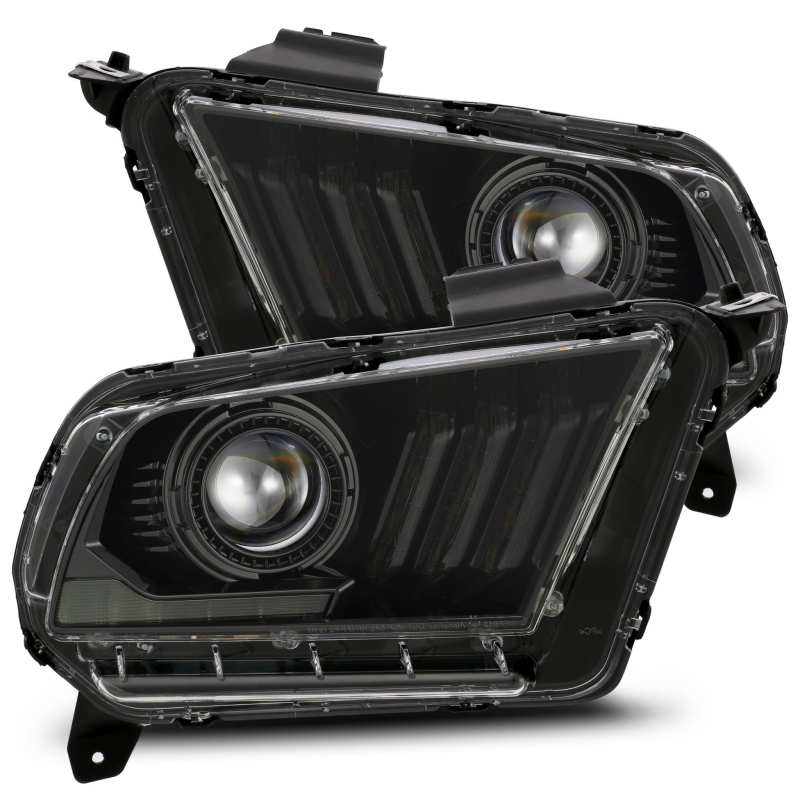 AlphaRex PRO-Series Projector Headlights for 2010-2012 Ford Mustang, featuring a sleek plank style design.